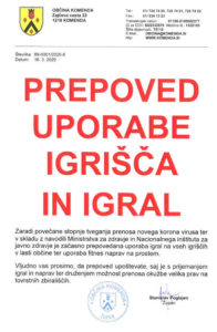 Prepoved uporabe igrišč in igral